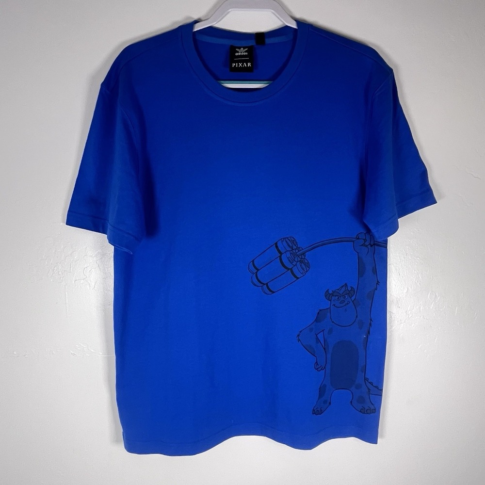 Adidas T-Shirt Mens Small Blue Pixar Monsters Inc Sulley Graphic Tee Disney
